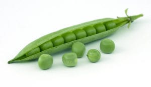 Fresh green peas in a pod